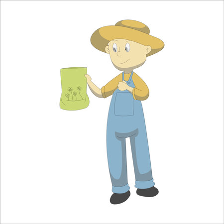 Farmer with a map. Vector illustration in a flat style.のイラスト素材
