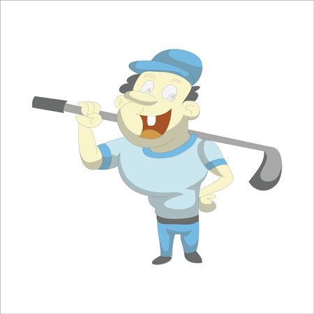 Golfer cartoon character vector illustration isolated on a white background.のイラスト素材