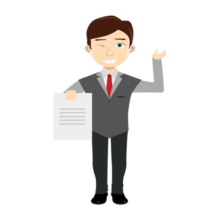 businessman with document file isolated icon design, vector illustration  graphicのイラスト素材