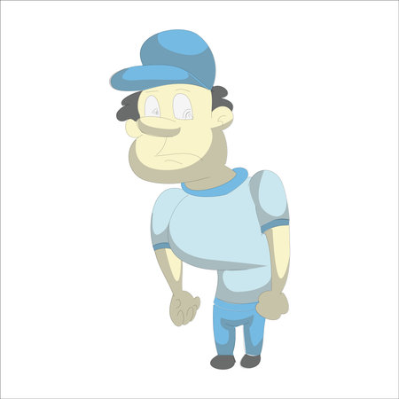 Cartoon character of a man in a blue t-shirt and capのイラスト素材