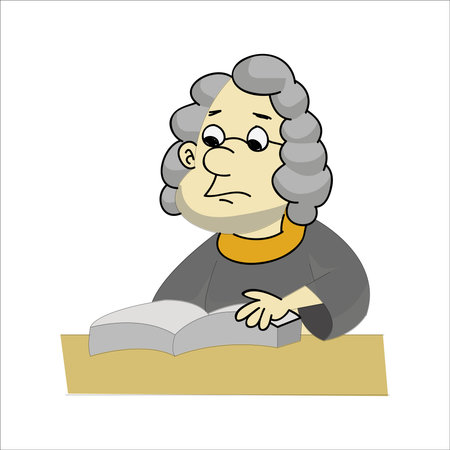 Old man reading a book. Vector illustration on a white background.のイラスト素材