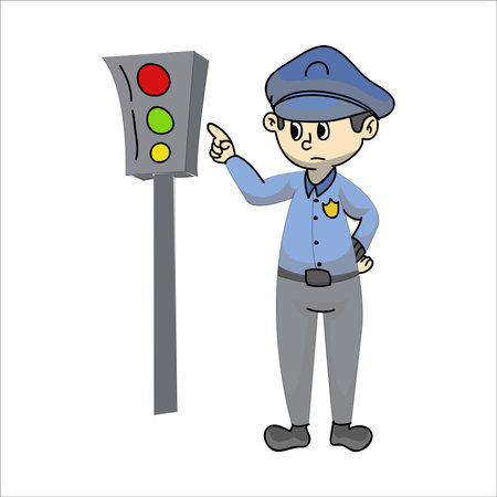 police man with traffic light vector illustration. police man with traffic lightのイラスト素材