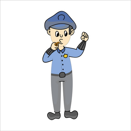 police officer vector illustration on white background. police officer cartoon character.のイラスト素材