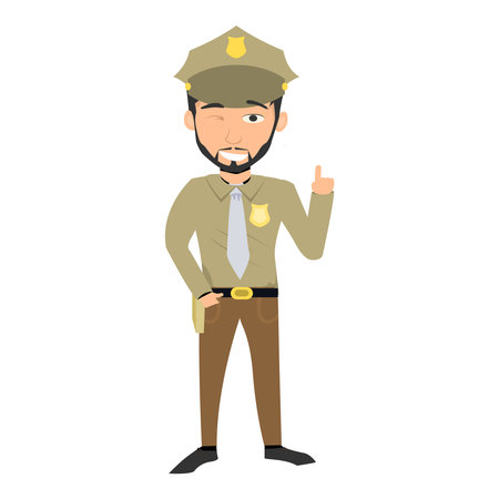 Policewoman in uniform. Cartoon illustration of policeman in uniform.のイラスト素材