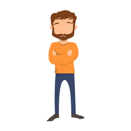 Hipster man with beard and mustache cartoon character vector Illustrationのイラスト素材
