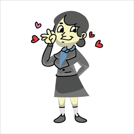 Cute schoolgirl with a heart in her hand. Vector illustrationのイラスト素材