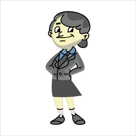 Illustration of a schoolgirl on a white background. Vector illustrationのイラスト素材