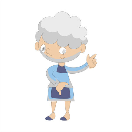 Cartoon elderly woman. Vector illustration isolated on a white background.のイラスト素材