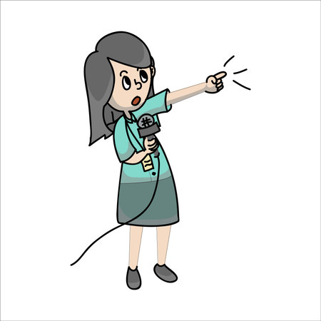 woman singing karaoke with microphone cartoon vector illustration hand drawn designのイラスト素材