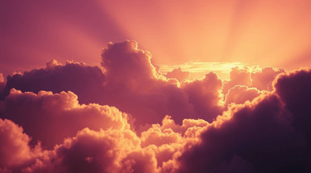 Beautiful clouds at sunset as a background, 3D illustration.
