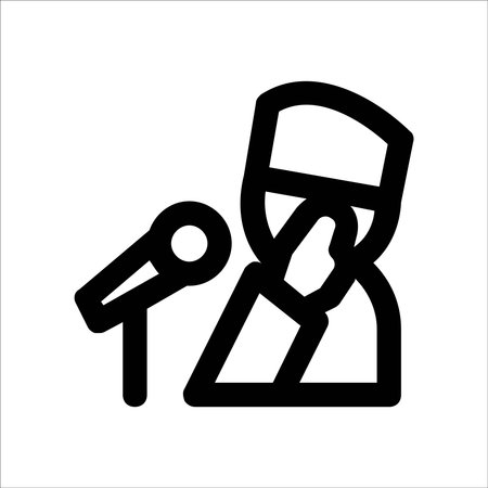 Microphone icon. Vector illustration. Black symbol on white background.のイラスト素材