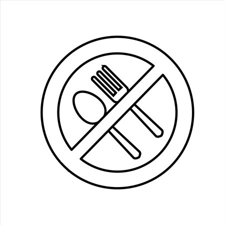 no food sign line icon, no spoon and fork, vector illustrationのイラスト素材