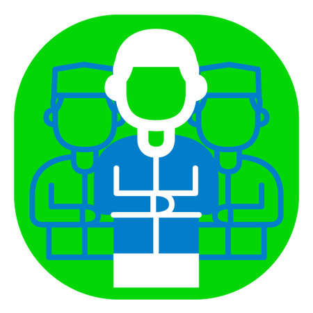 Teamwork flat icon. Vector green icon on white background. Isolated.のイラスト素材