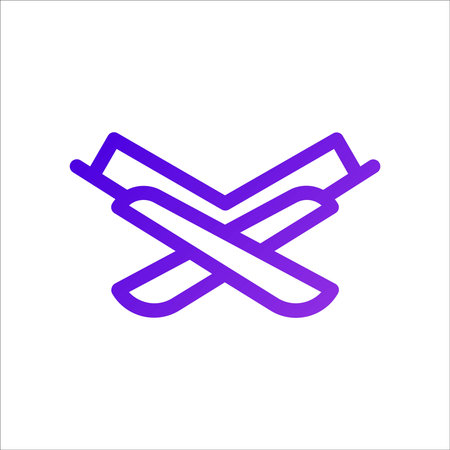 Crossed knife line icon on background. Vector illustration, flat design.のイラスト素材