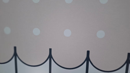 Blue polka dot pattern on grey background. Horizontal banner.