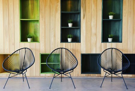 Interior Design Architecture with Chairs and Wooden Walls