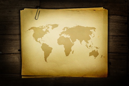 World map on old paper