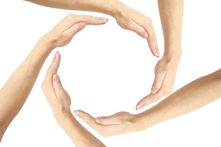 fusion human hands making a circle with copy space 