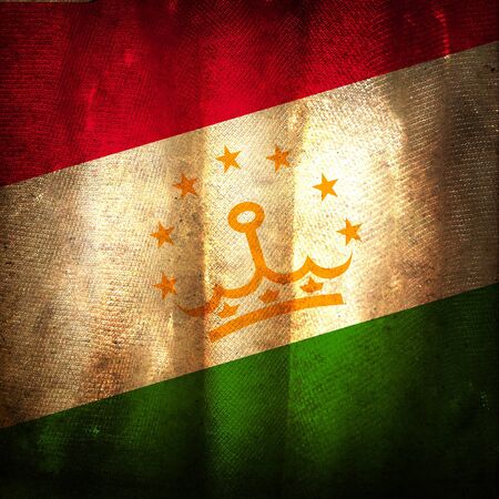 Old grunge flag of Tajikistanの写真素材