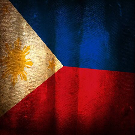Old grunge flag of philippinesの写真素材
