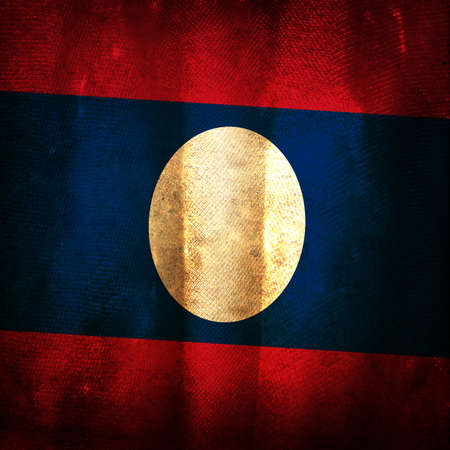 Old grunge flag of Laosの写真素材