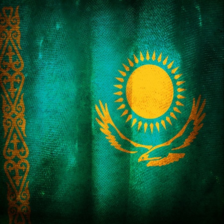 Old grunge flag of Kazakhstanの写真素材