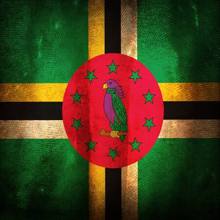 Old grunge flag of Dominicaの写真素材