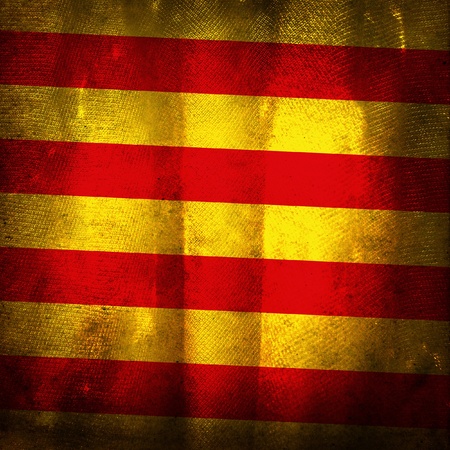 Old grunge flag of Cataloniaの写真素材
