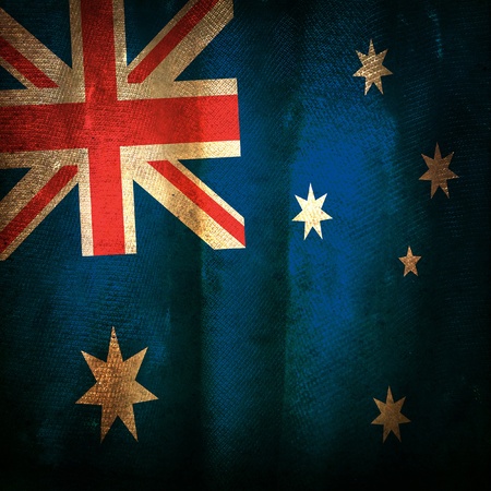 Old grunge flag of Australiaの写真素材