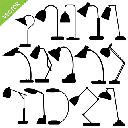 Set of desk lamp silhouettesのイラスト素材