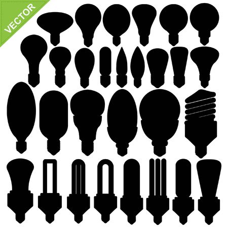 Set of Bulb silhouettes のイラスト素材