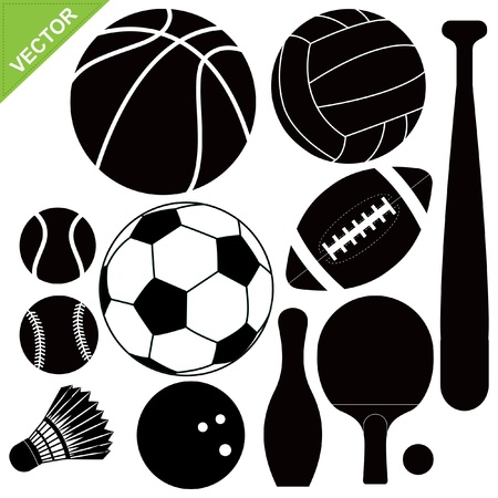 Sport equipment silhouettes vectorのイラスト素材