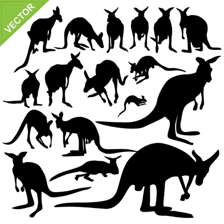 Kangaroo silhouettes collectionsのイラスト素材