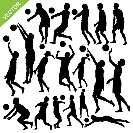 Men beach volleyball silhouettes vectorのイラスト素材