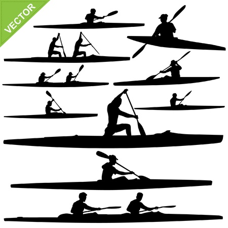 Kayaking silhouettes  のイラスト素材