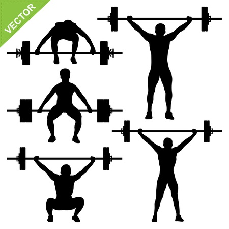 Weight-lifting silhouettes のイラスト素材