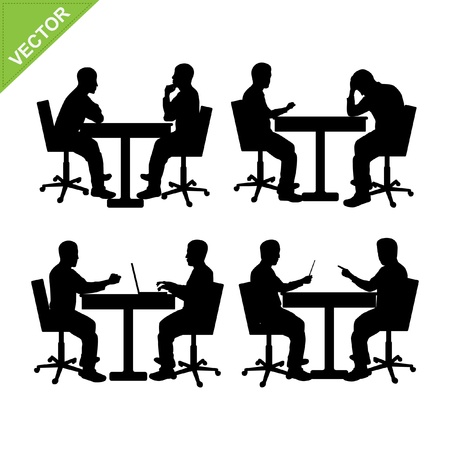Business man meeting silhouette vectorのイラスト素材