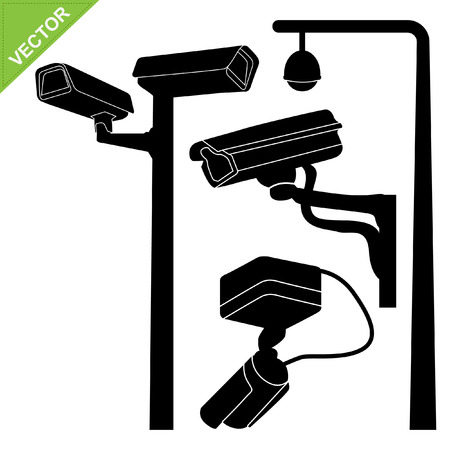 CCTV camera silhouettes vector のイラスト素材