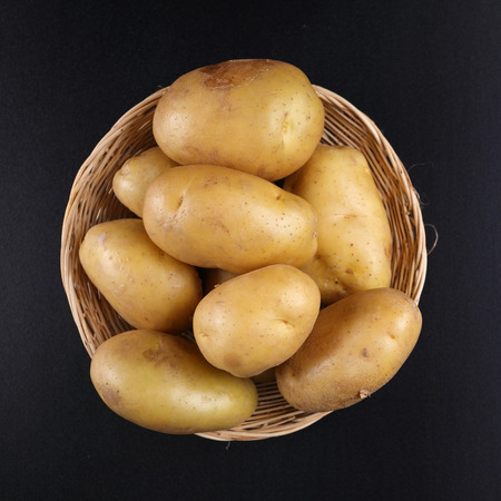 Top view Potatoes on basket Top view Potatoes on basket