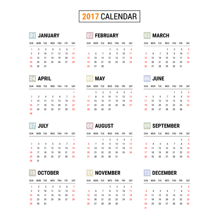2017 calendar vectorのイラスト素材