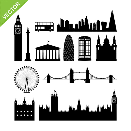 London, England landmark silhouettes vectorのイラスト素材