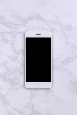 White mockup smartphon on marble backgroundの写真素材