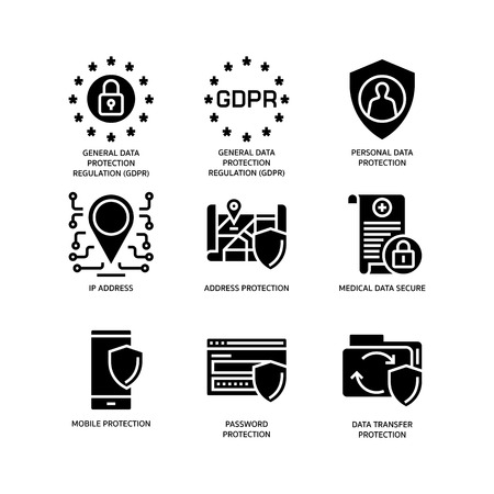 General Data Protection Regulation (GDPR) iconsのイラスト素材