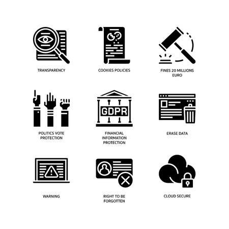 General Data Protection Regulation (GDPR) iconsのイラスト素材