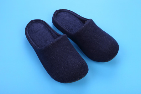 Blue navy house shoes on blue pastel