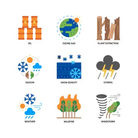 Climate Change icons setのイラスト素材