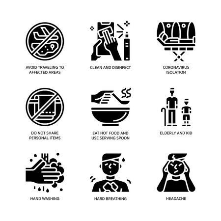Covid-19 icons setのイラスト素材