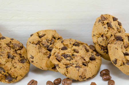 Chocolate chip cookies on white