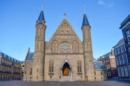 Den Haag, the Netherlands -September 19, 2015: The Binnenhof building in Den Haag. Binnenhof  is a complex of buildings in the city centre of The Hague, next to the Hofvijver lake. It houses the meeting place of both houses of the States General of the Neのeditorial素材