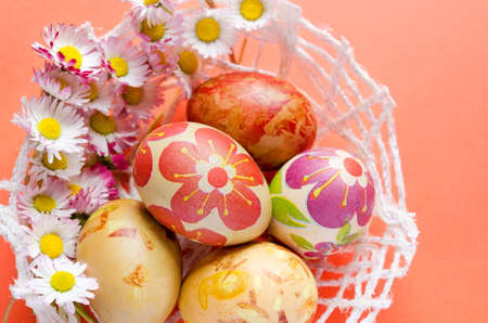 Hand painted and decoupage decorated Easter eggs